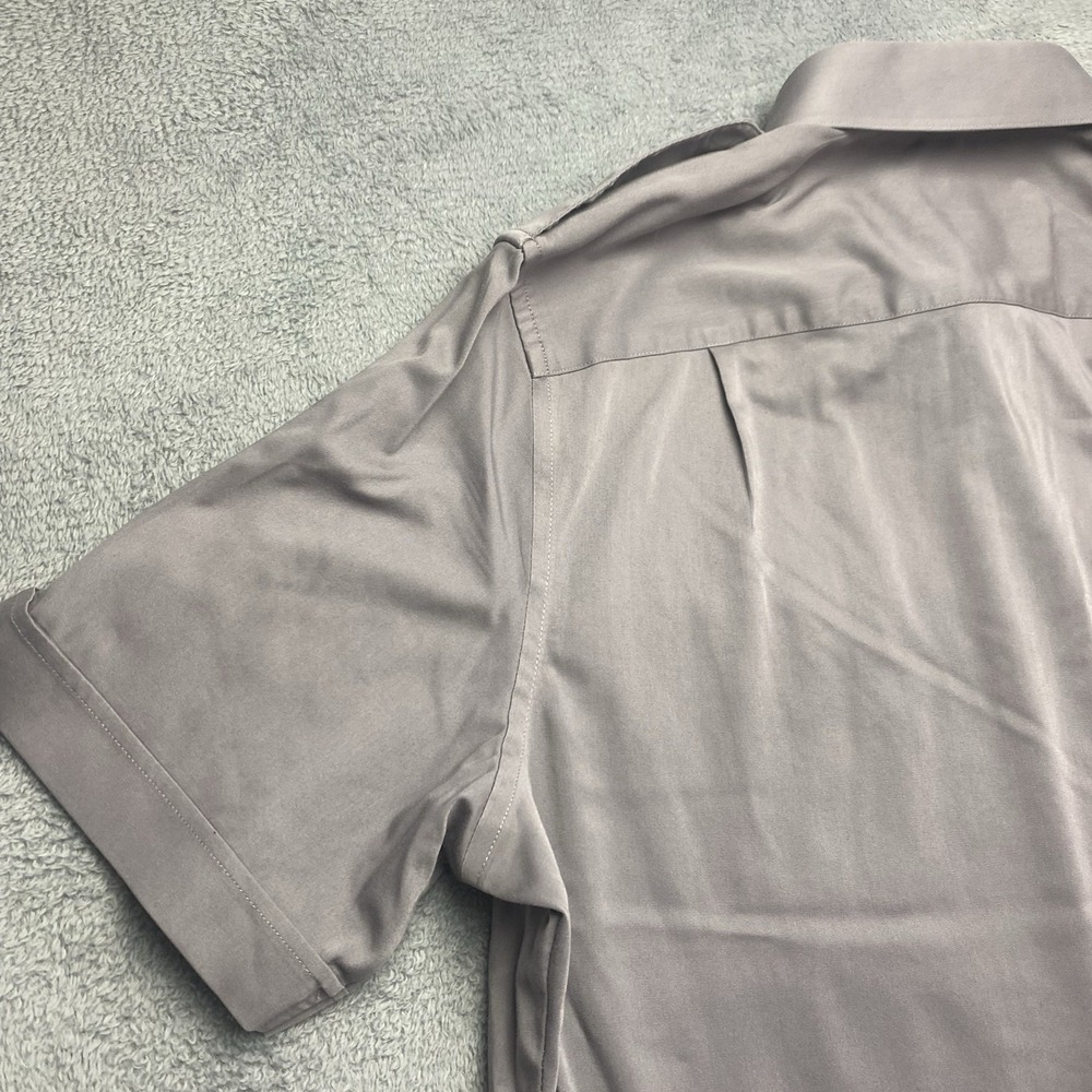 A Cut Above Mens Pilot Shirt‎ 16.5 Tapered Brooks Short Sleeve Button Down Grey - Picture 10 of 16